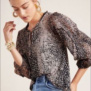 Anthropologie- Maeve Printed Mixed Media Top